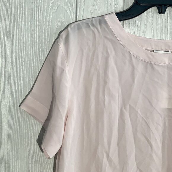 Club Monaco Relaxed Silk T-Shirt Chemise Pink Rose Small NWT - Picture 3 of 6